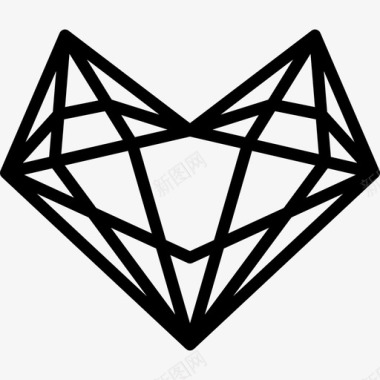 心形钻石时尚圣瓦伦丁直线型图标图标