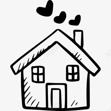 房子建筑物手绘的爱情元素图标图标
