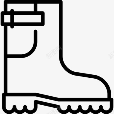 惠灵顿靴鞋和船线工艺直线图标图标