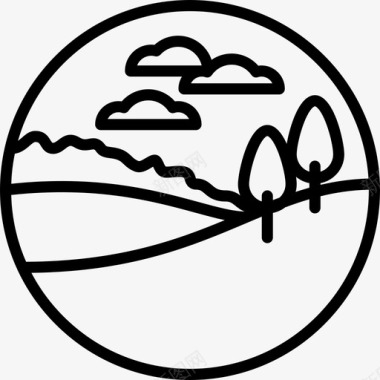 丘陵圆形景观线形图标图标