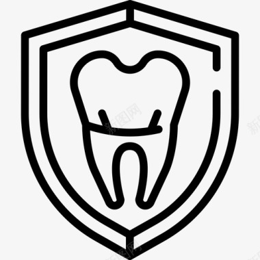 牙齿保护牙科工具和牙齿图标图标