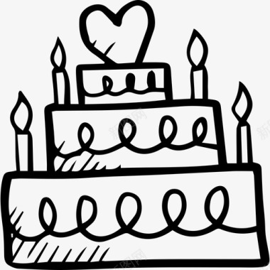 蛋糕食物手绘爱情元素图标图标