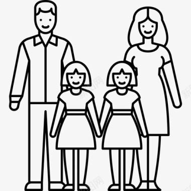 夫妻夫妇已婚夫妇有一对双胞胎女孩人家庭是直系的图标图标