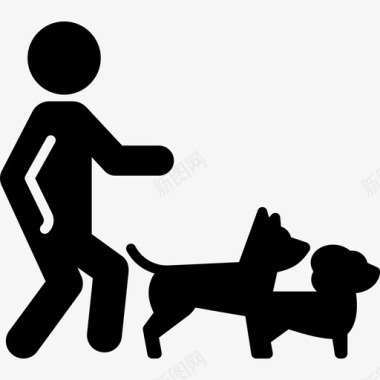 动物遛狗动物狗和训练图标图标