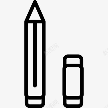 铅笔和橡皮擦平面工具线性图标图标