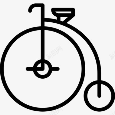 老式自行车时髦风格直线型图标图标