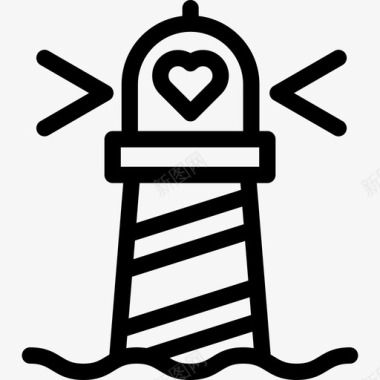 灯塔建筑线性浪漫元素图标图标