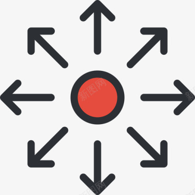 方向商务系列6红色图标图标
