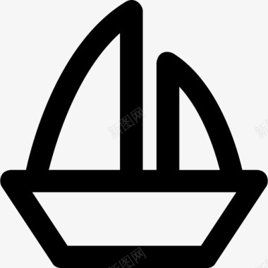 帆船运输元素粗体圆形图标图标