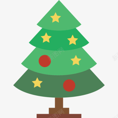 圣诞树假日元素扁平图标图标