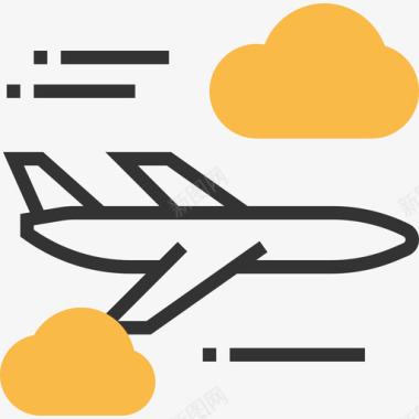 旅游飞机旅游黄影图标图标