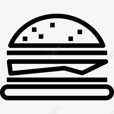 汉堡厨房元素线性图标图标