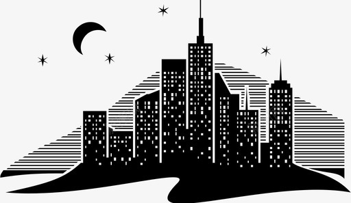 夜晚建筑物城市图标图标