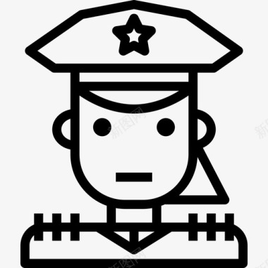 警察扁平化人物女警察人物集直系图标图标
