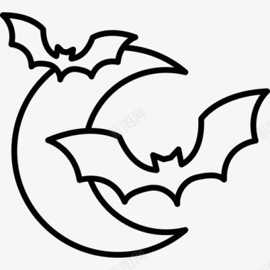 蝙蝠和月亮动物万圣节图标图标