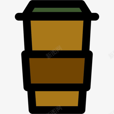 咖啡彩色厨房用品线性颜色图标图标