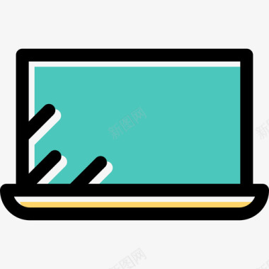 笔记本电脑商务和办公元素线性颜色图标图标