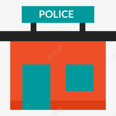 警察的卡通人物警察局建筑物建筑物颜色图标图标
