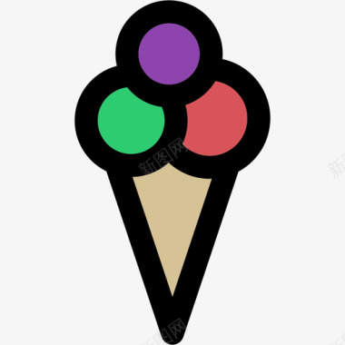 冰淇淋彩色旅游和旅游浅圆形图标图标