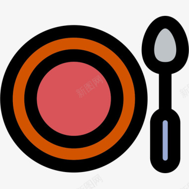 圆形时间轴餐厅彩色旅游和旅游浅圆形图标图标