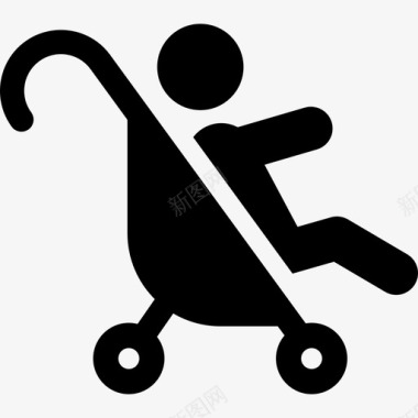 婴儿推车婴儿推车婴儿象形图填充图标图标