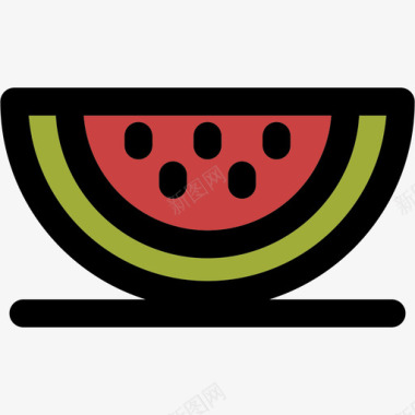 西瓜彩色厨房用品线颜色图标图标