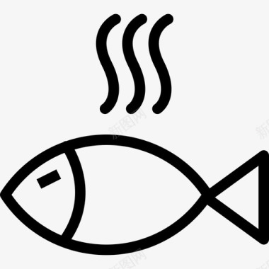 鱼厨房元素线性图标图标