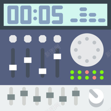多种音乐元素混音音乐元素平坦图标图标