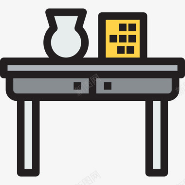 桌子家具和家居用具线性颜色图标图标