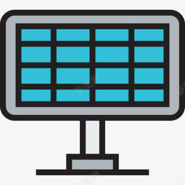 清早的太阳太阳能电池板工业2线性颜色图标图标