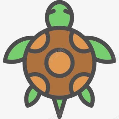 乌龟海盗套装线性颜色图标图标