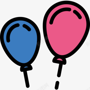 气球生日聚会系列线性颜色图标图标