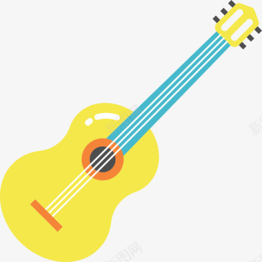 吉他彩色巴西元素扁平图标图标