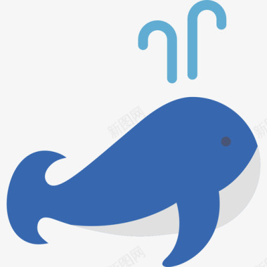 鲸鱼动物海洋生物扁平的颜色图标图标