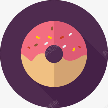 甜甜圈圆形彩色食品扁平图标图标