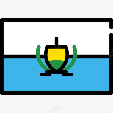 方形小边框圣马力诺旗帜收藏长方形图标图标
