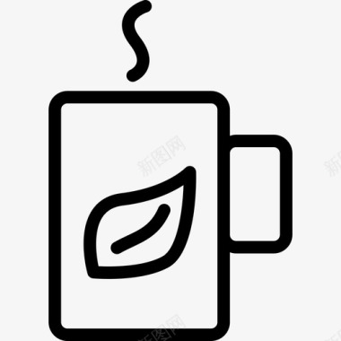 茶杯厨房元素线性图标图标