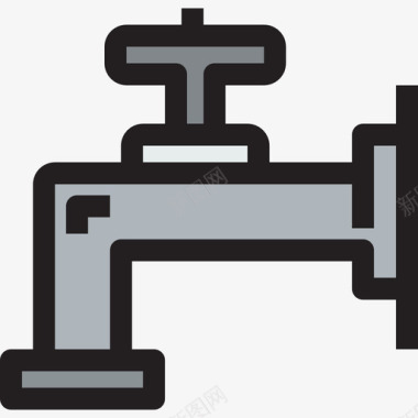 水墨龙头水龙头家具和家用电器线性颜色图标图标