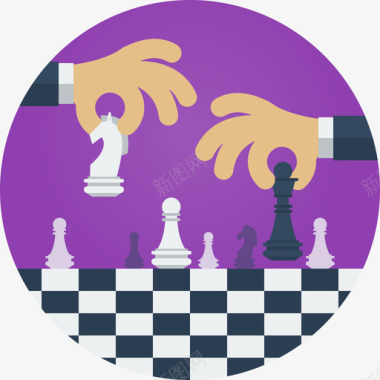 平面风国际象棋商业战略平面圆形图标图标