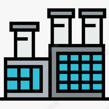 工厂工人矢量工厂工业2线颜色图标图标