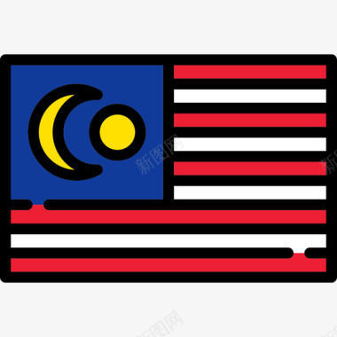 马拉西亚旗帜收藏长方形图标图标