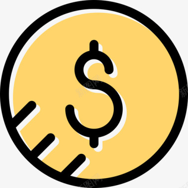 硬币商务和办公元素线性颜色图标图标
