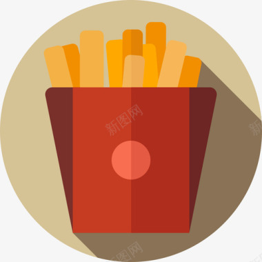 薯条圆形彩色食品扁平图标图标
