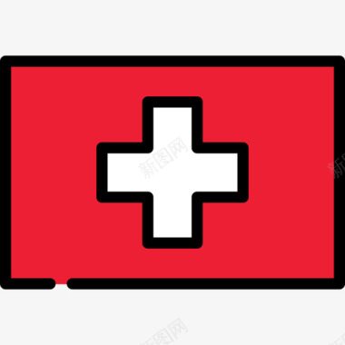 瑞士旗帜系列长方形图标图标