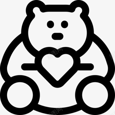 熊爱情和浪漫收藏直系图标图标