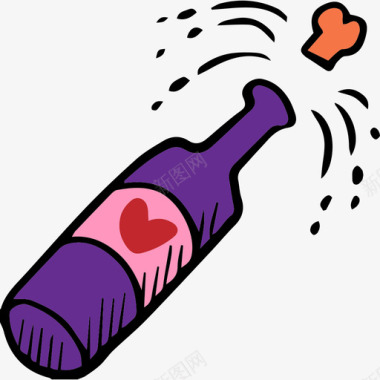 情人节的情书香槟情人节套装颜色图标图标