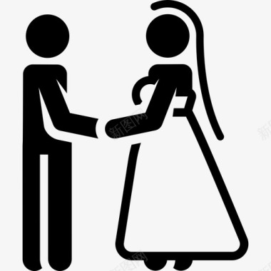 夫妇新婚夫妇婚礼象形图填充图标图标