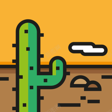 沙漠风景色线条色图标图标