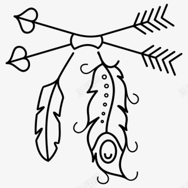 波西米亚箭羽毛图标图标