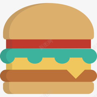汉堡食品和饮料平的图标图标